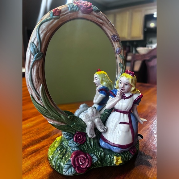 Fitz and Floyd Alice in Wonderland Mirror with Floral Accents